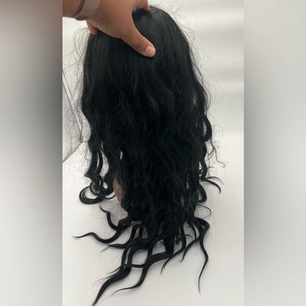 Black Long Wavy Wig With Bangs.
